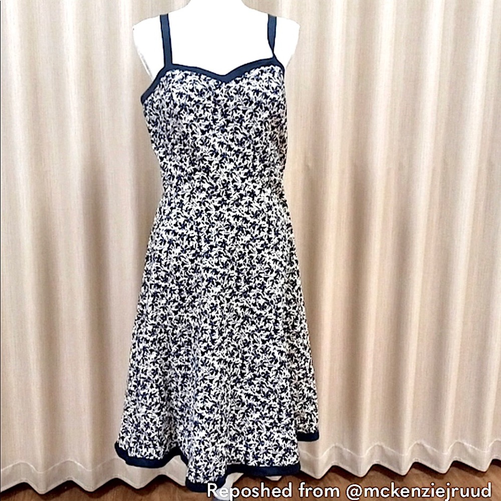 Navy and Cream Floral spaghetti strap dress